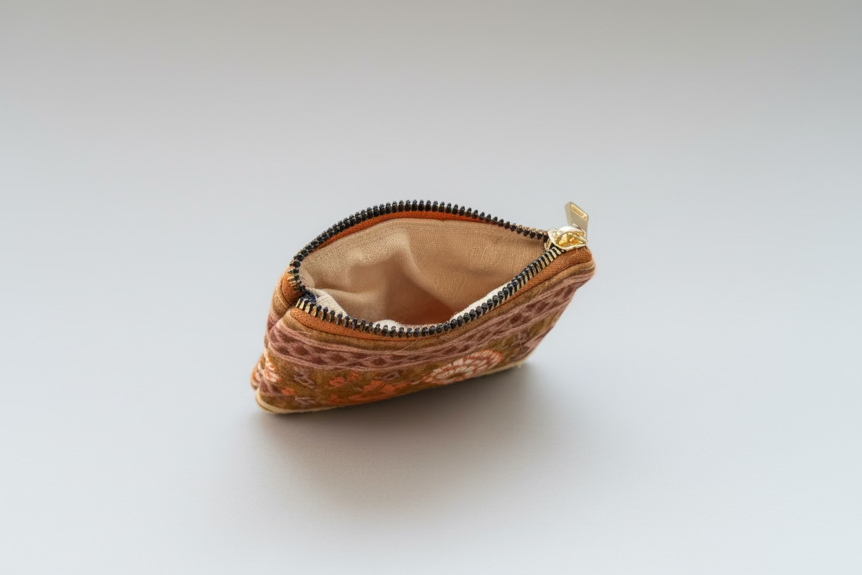 Brown floral small pouch