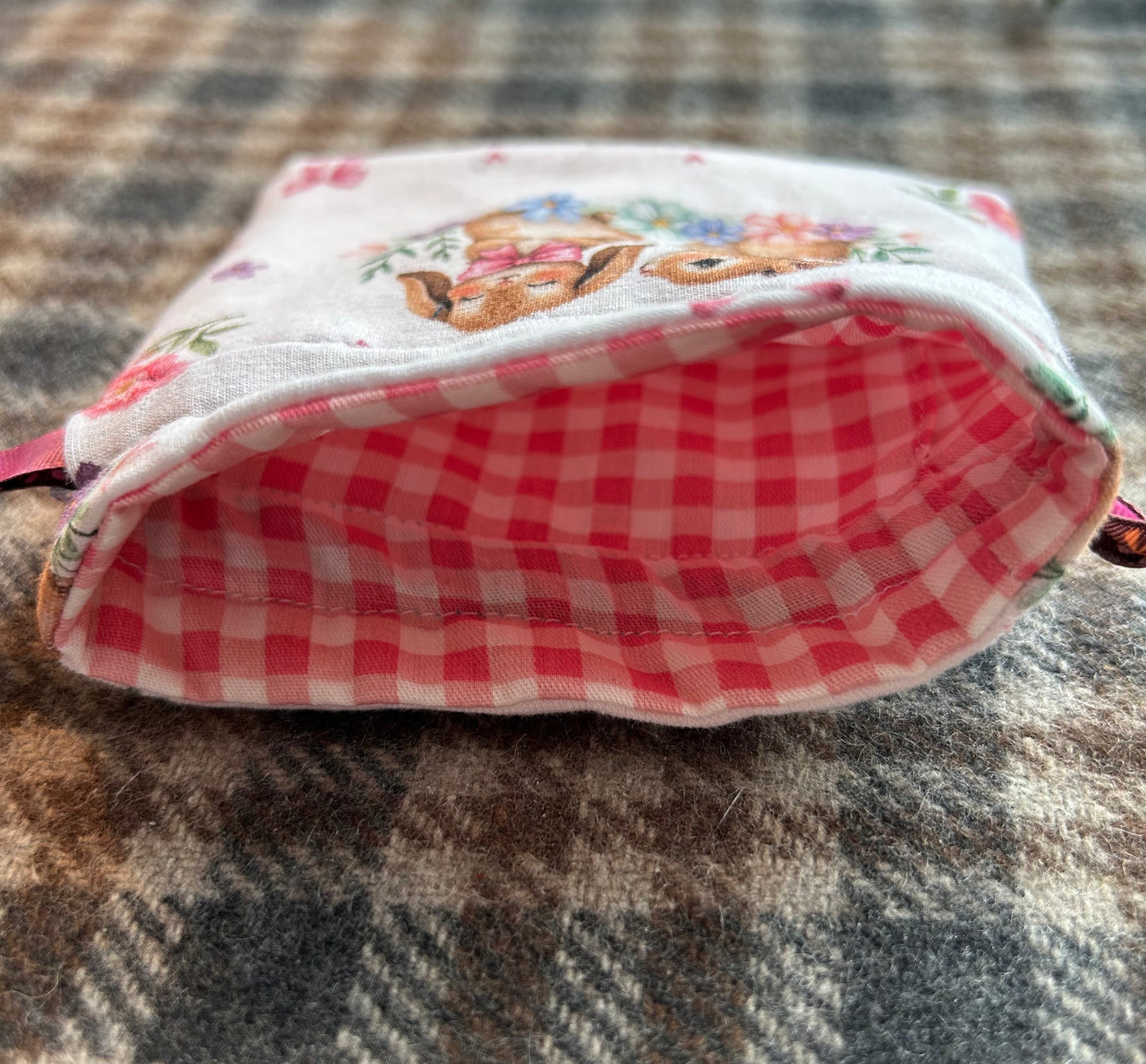 Bunny love pink mini drawstring bag