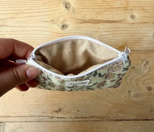Beige Floral nøkkelring-pung