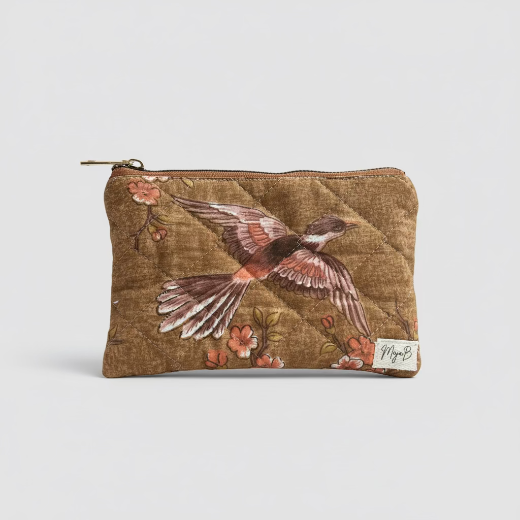 Brown bird medium pouch