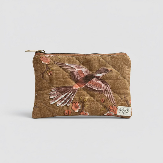 Brown bird medium pouch