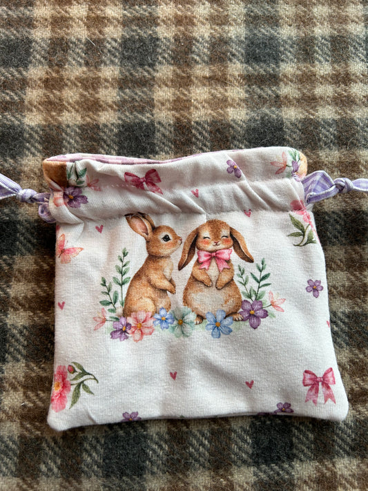 Bunny love purple drawstring bag #a
