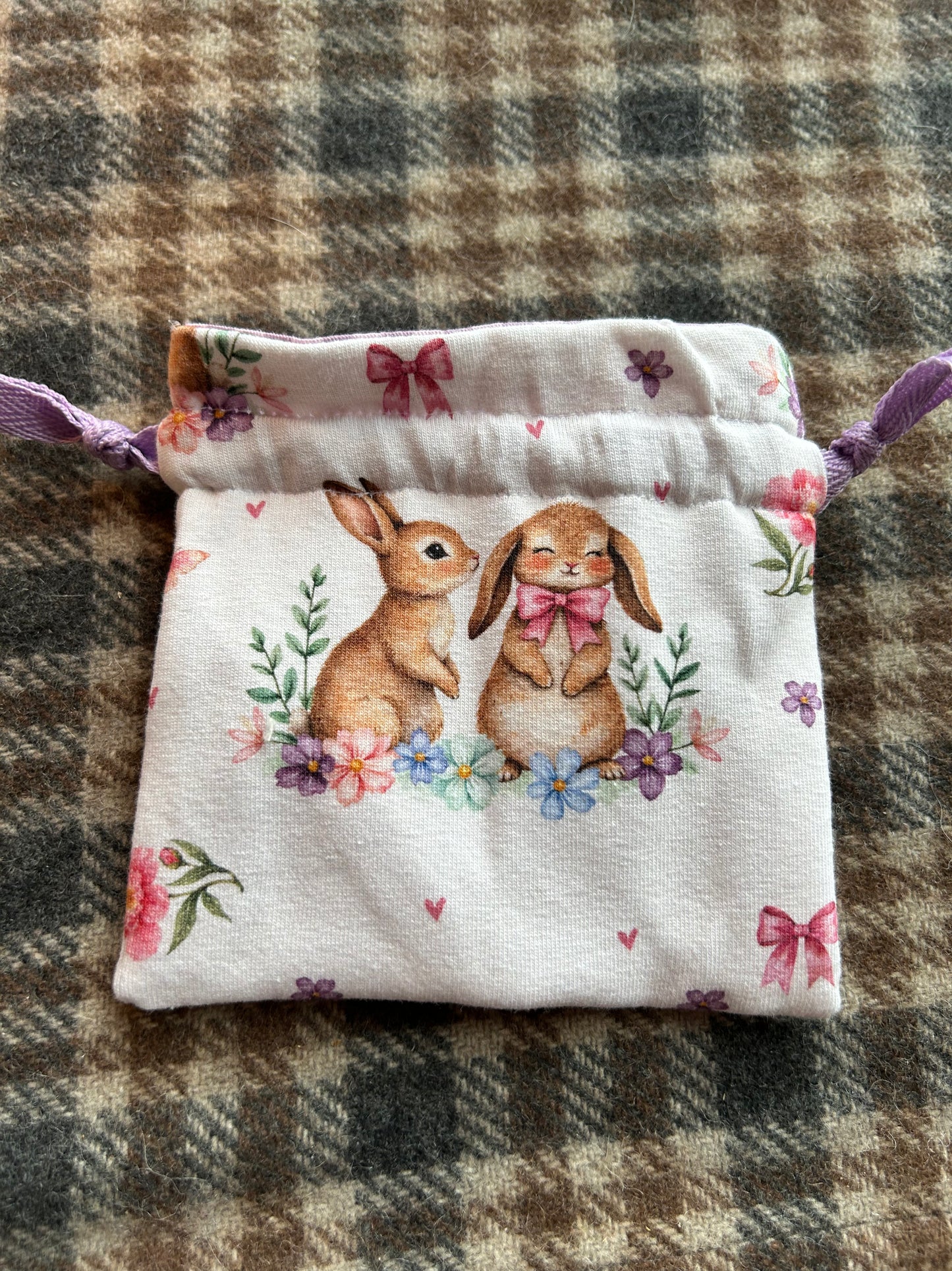 Bunny love purple drawstring bag #b