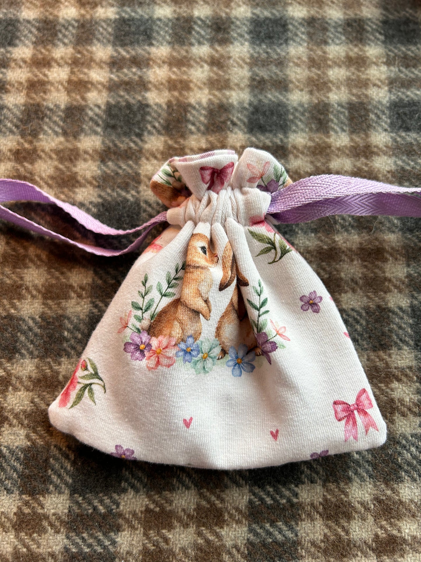 Bunny love purple drawstring bag #b