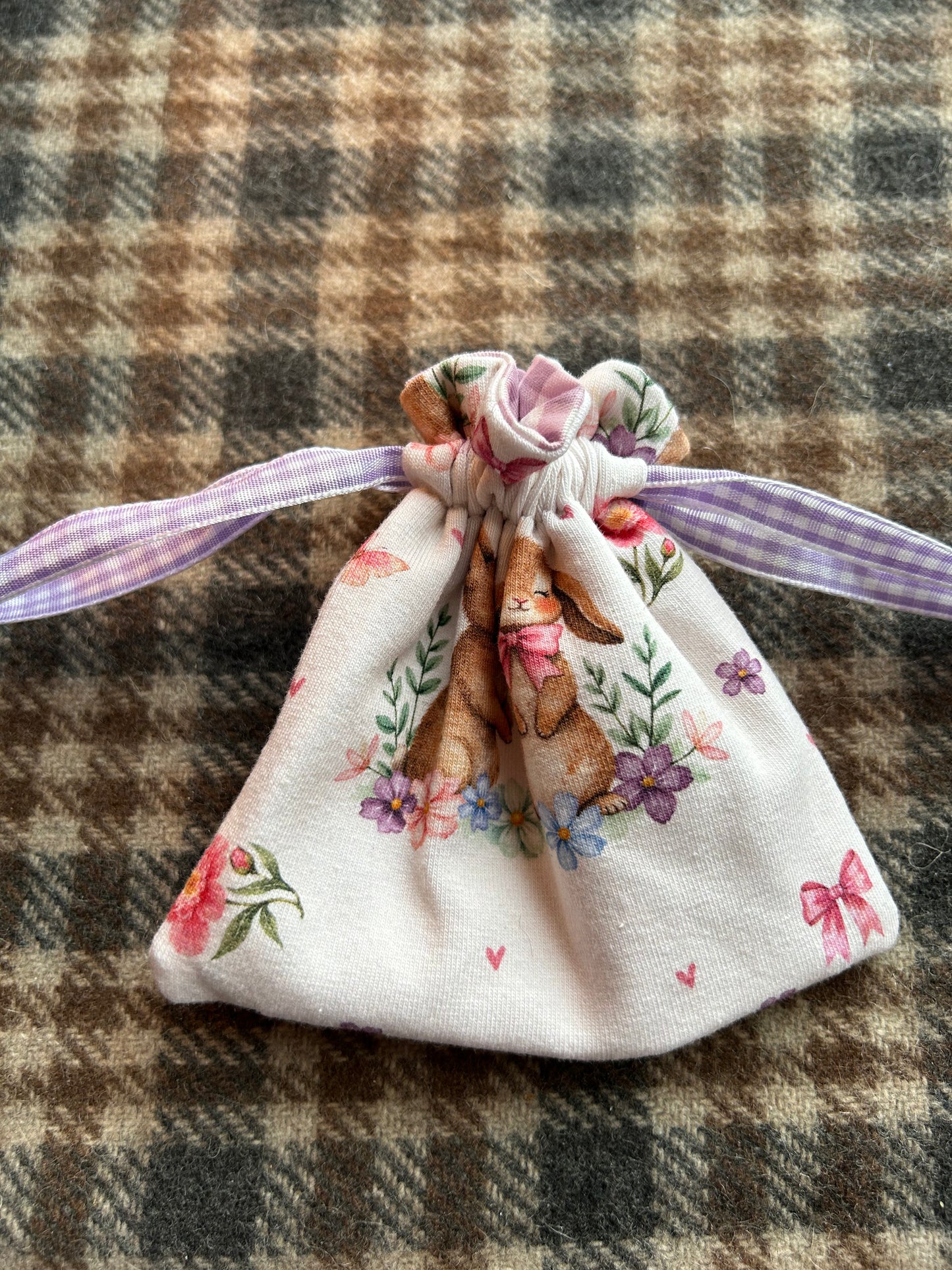 Bunny love purple drawstring bag #a