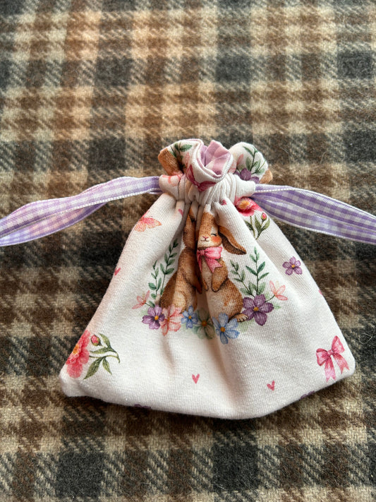 Bunny love purple drawstring bag #a
