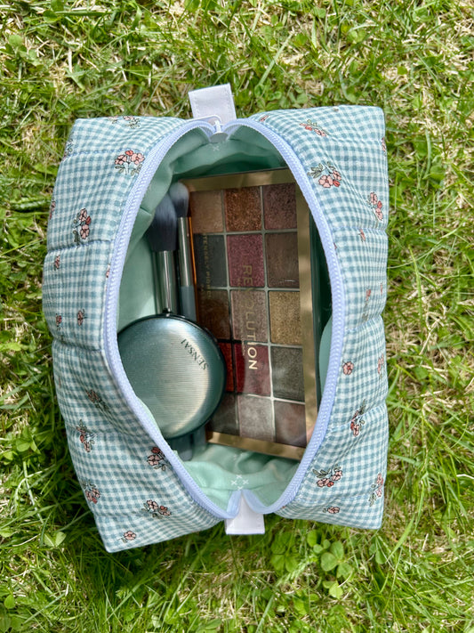 Garden Gingham medium makeup bag
