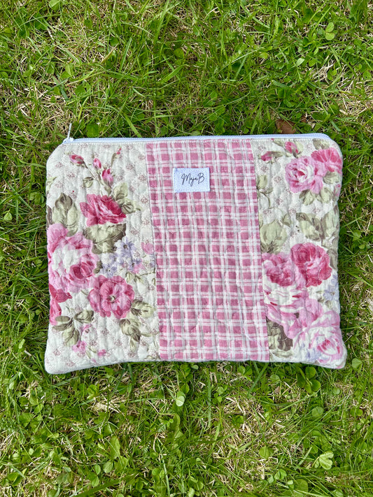 Rose stripe large pouch