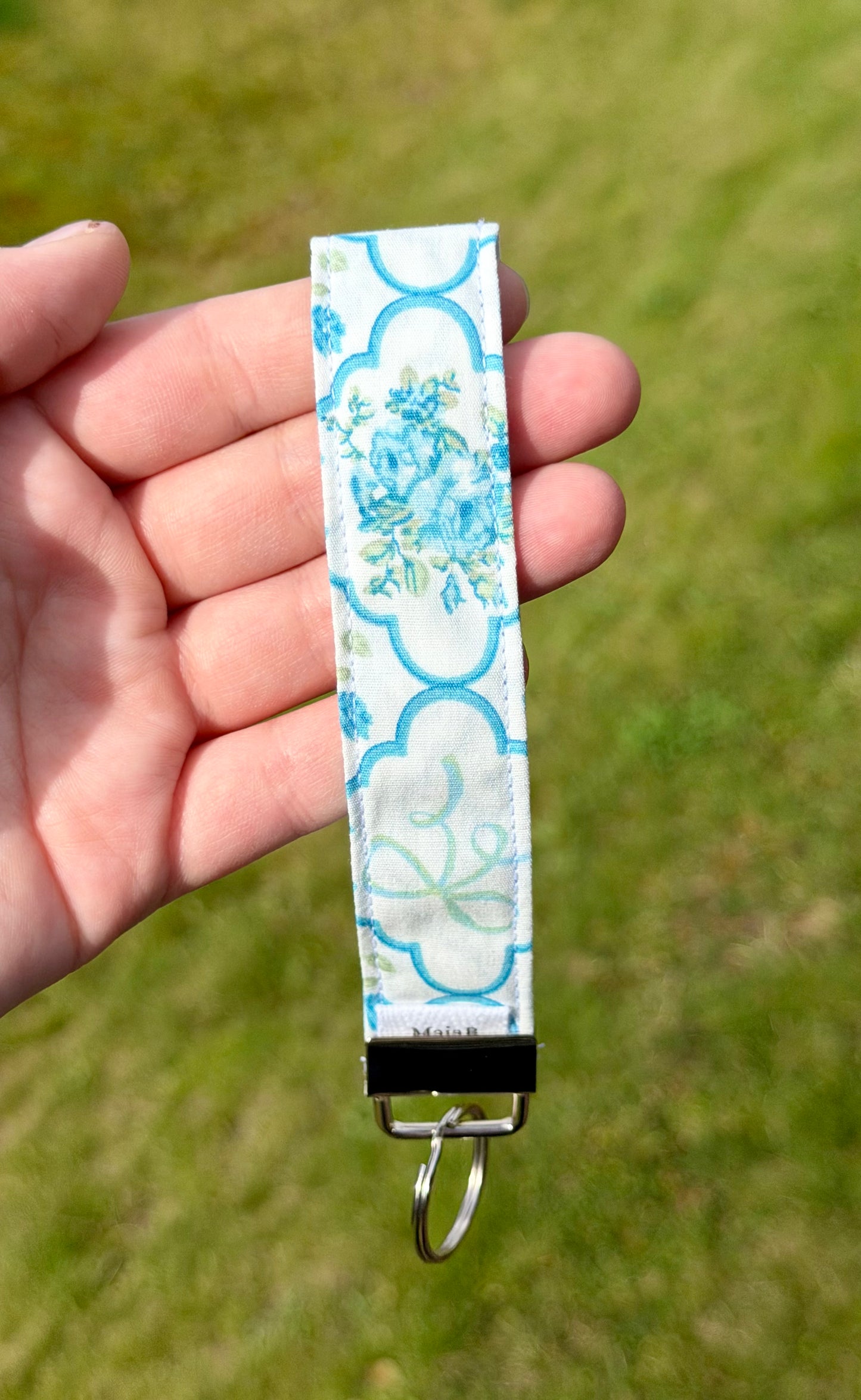 Blue Floral Bow nøkkelring