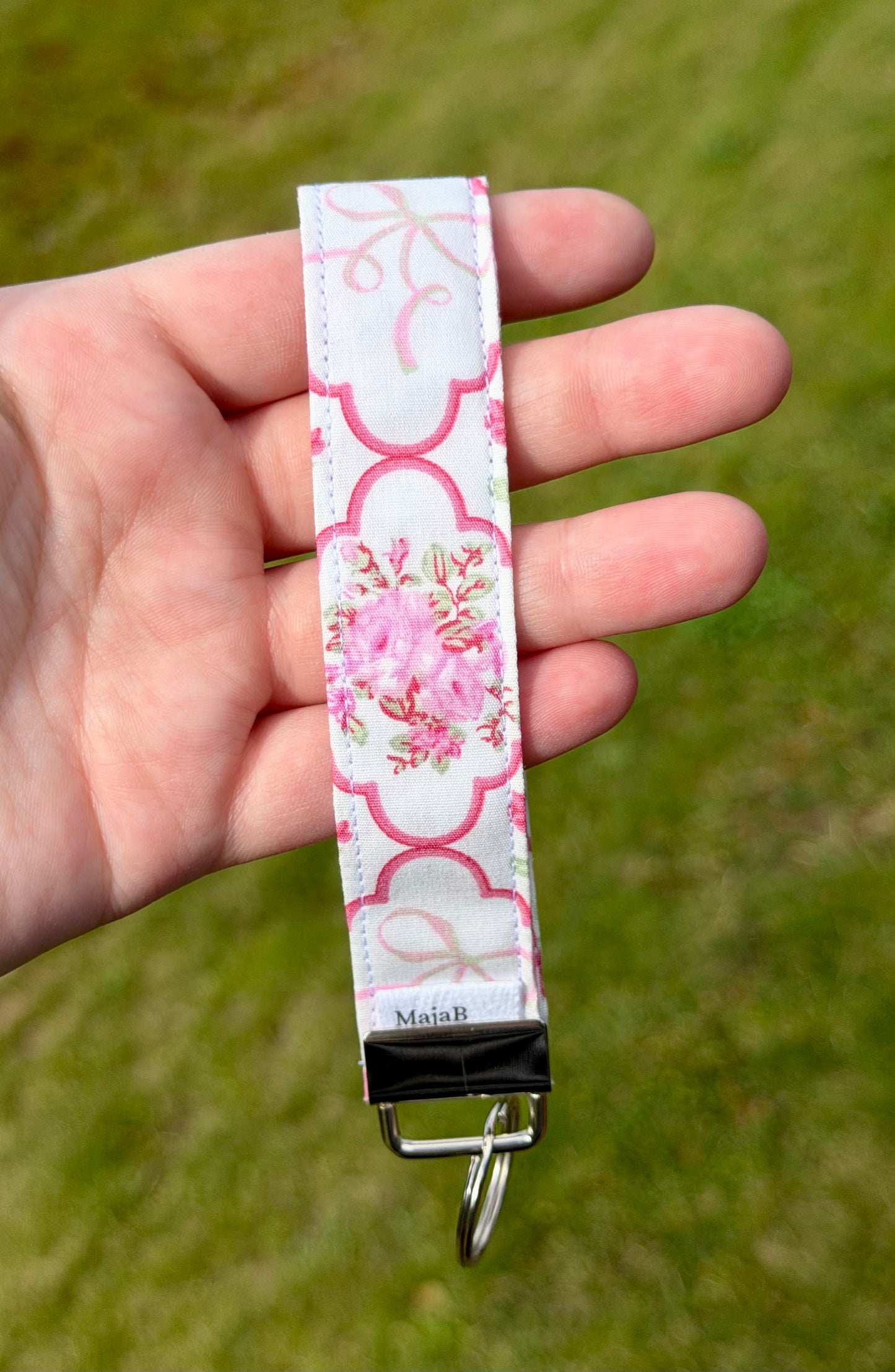 Pink Floral Bow nøkkelring
