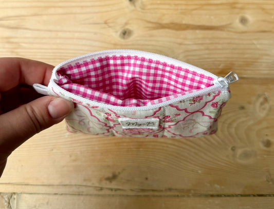 Pink Floral Bow nøkkelring-pung