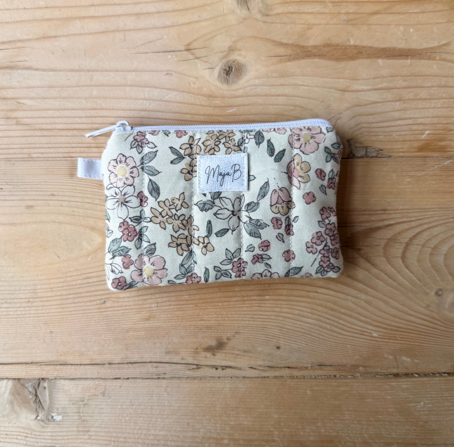 Beige Floral nøkkelring-pung
